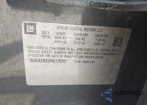 2017 Cadillac Ct6 Standard z USA, uszkodzony, nr VIN 1G6KA5RX2HU176901